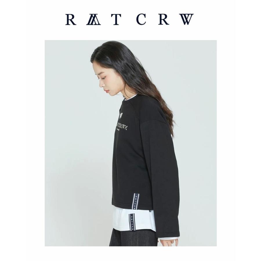 ROMANTIC CROWN ロマンティッククラウン スウェット トレーナー オーバーサイズ ビッグシルエット SHOULDER CHAIN  NEEDLE SWEATSHIRTS ブラック