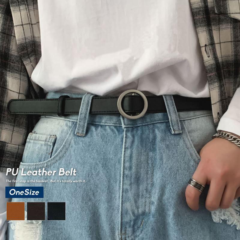 ベルト メンズ レディース レザー ラウンドバックル シンプル おしゃれ ブランド ストリート系 韓国ファッション Statm014 Olchang 韓国ファッション 通販 Yahoo ショッピング