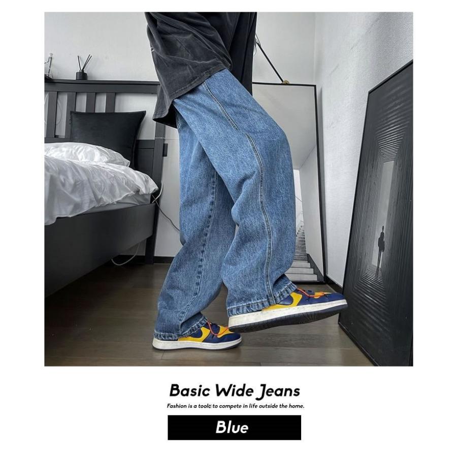 ワイド デニムパンツ ジーンズ メンズ 韓国 ブランド 太め ゆったり おしゃれ ストリート系 人気 | Shoowtime | 14