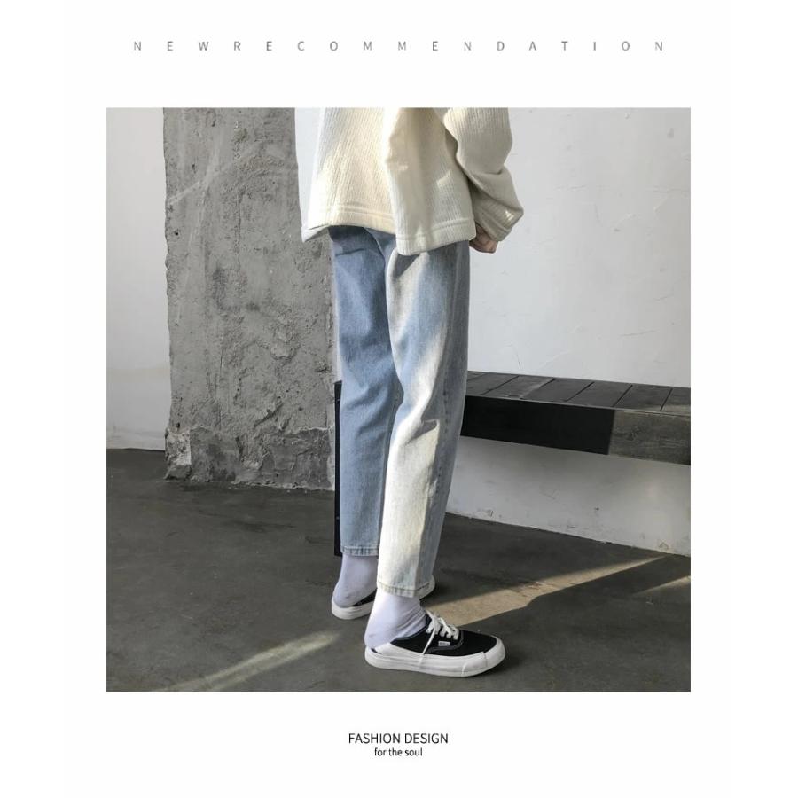 デニムパンツ ジーンズ メンズ スリム テーパード アンクル丈 9分丈 ゆったり おしゃれ ストリート系 韓国ファッション ブランド | Shoowtime | 05