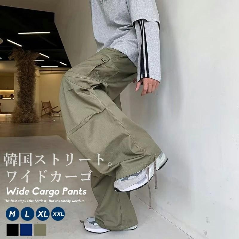 超可爱の カーゴパンツ ワイド 袴パンツ カーキ 2XL 人気 カジュアル