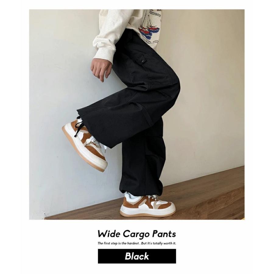カーゴパンツ メンズ ワイド ゆったり 太め ミリタリー リップストップ生地 韓国 ブランド 大きいサイズ おしゃれ ストリート系 人気 | Shoowtime | 04