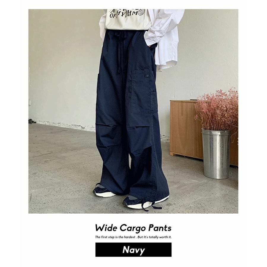 カーゴパンツ メンズ ワイド ゆったり 太め ミリタリー リップストップ生地 韓国 ブランド 大きいサイズ おしゃれ ストリート系 人気 | Shoowtime | 07