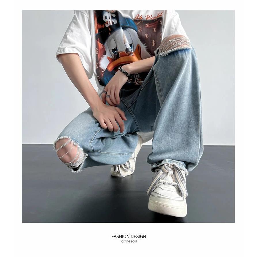 デニムパンツ メンズ ダメージジーンズ ダメージデニム クラッシュジーンズ クラッシュデニム ストレート ビンテージ ウォッシュ加工 | Shoowtime | 06