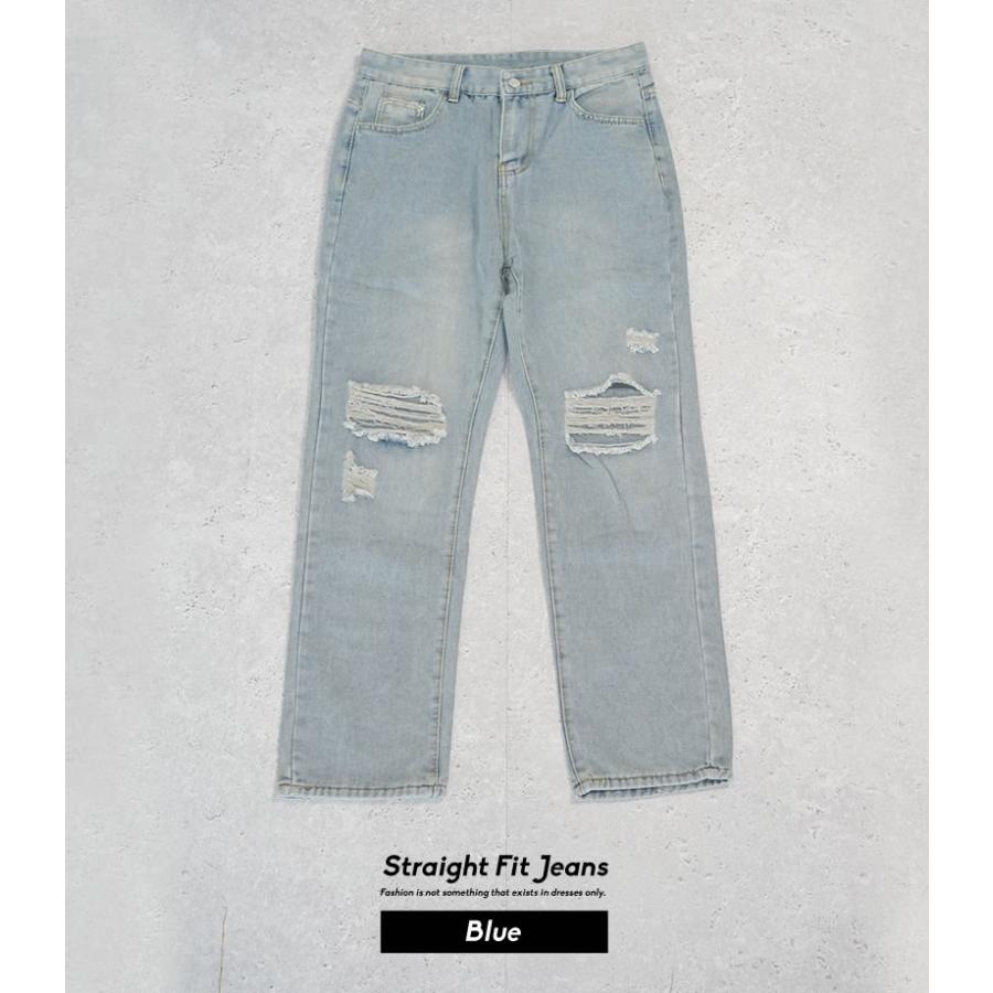 デニムパンツ メンズ ダメージジーンズ ダメージデニム クラッシュジーンズ クラッシュデニム ストレート ビンテージ ウォッシュ加工 | Shoowtime | 07