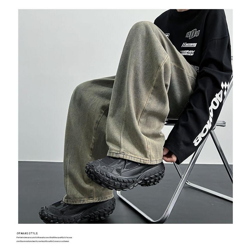 デニムパンツ メンズ ルーズフィット タック バルーン ワイド デニム イージーパンツ ジーンズ ビンテージ サンドウォッシュ ウエスト調整可 | Shoowtime | 05