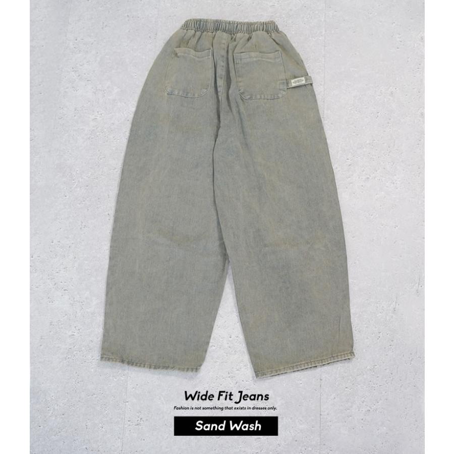 デニムパンツ メンズ ルーズフィット タック バルーン ワイド デニム イージーパンツ ジーンズ ビンテージ サンドウォッシュ ウエスト調整可 | Shoowtime | 07