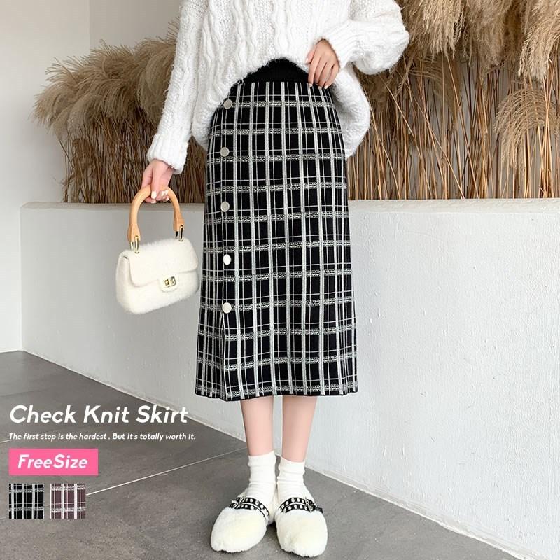 チェック ニット ラップスカート レディース ミモレ丈 韓国ファッション ブランド おしゃれ かわいい Stdtw005 Shoowtime 韓国ファッション 通販 Yahoo ショッピング