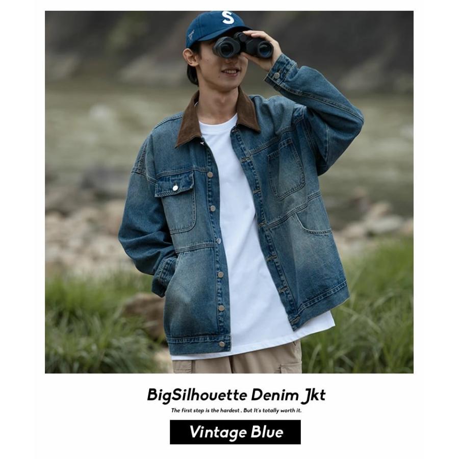 Shoowtime オーバーサイズ 襟コーデュロイ カバーオール デニム