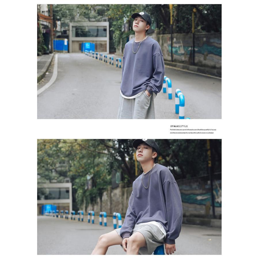 ビッグシルエット トレーナー メンズ レイヤード 重ね着風 スウェット 裏毛 ドロップショルダー オーバーサイズ 韓国ファッション ストリート系 おしゃれ Stptm009 Shoowtime 韓国ファッション 通販 Yahoo ショッピング