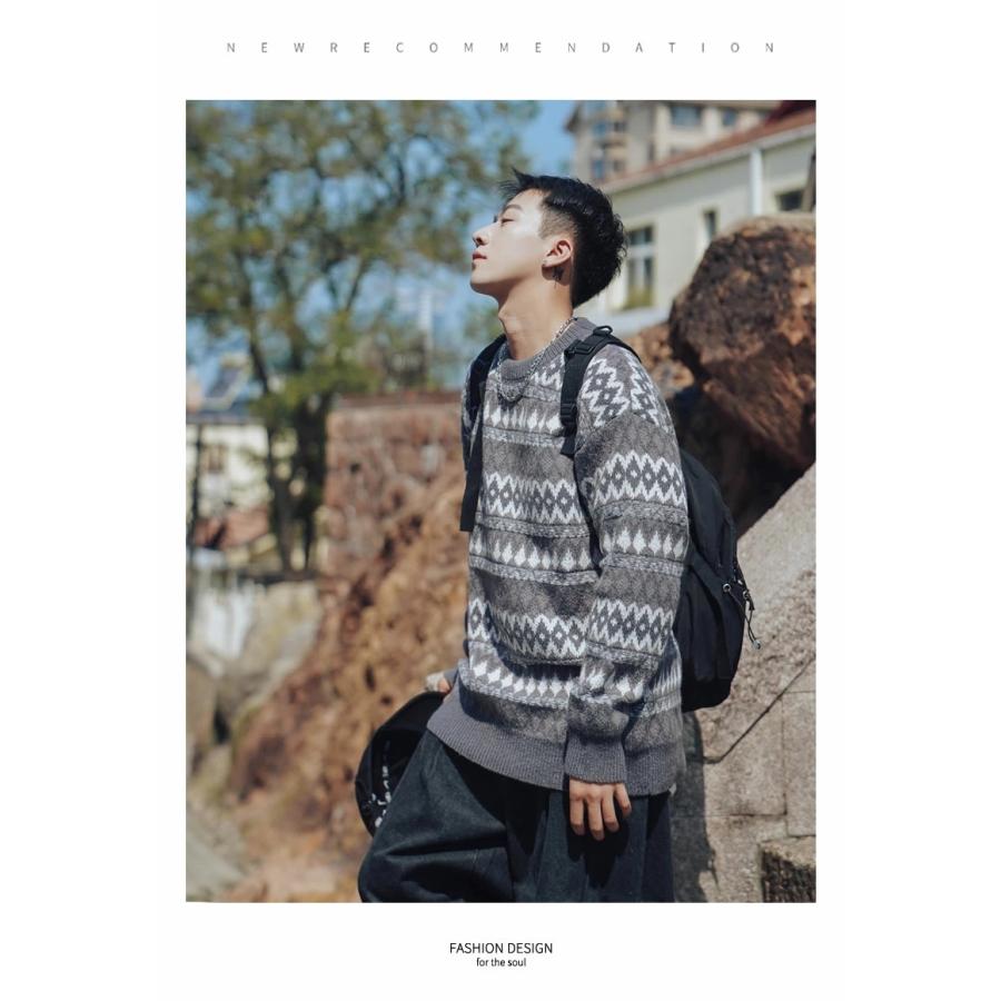 フェアアイル柄 クルーネックニット セーター メンズ オーバーサイズ ドロップショルダー 韓国 ストリート系 ファッション Stptm059 Shoowtime 韓国ファッション 通販 Yahoo ショッピング