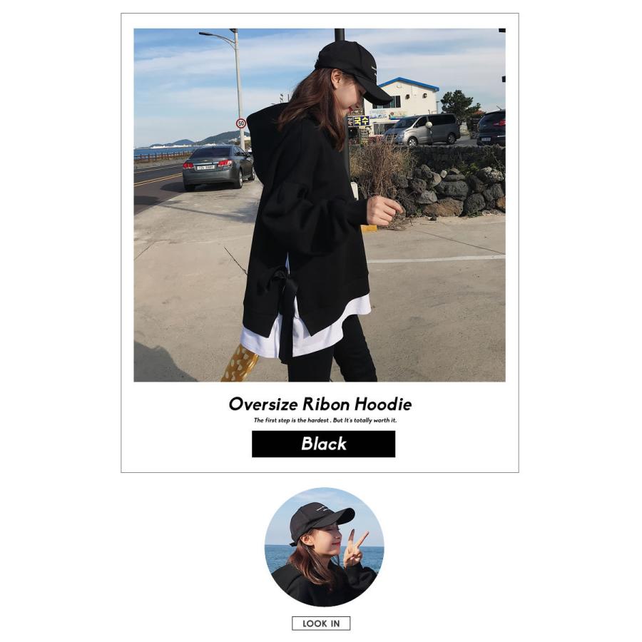 パーカー レディース サイドリボン オーバーサイズ レイヤード 重ね着風 おしゃれ かわいい ブランド 秋冬 秋服 冬服 韓国 ストリート系 ファッション Stptw005 Shoowtime 韓国ファッション 通販 Yahoo ショッピング