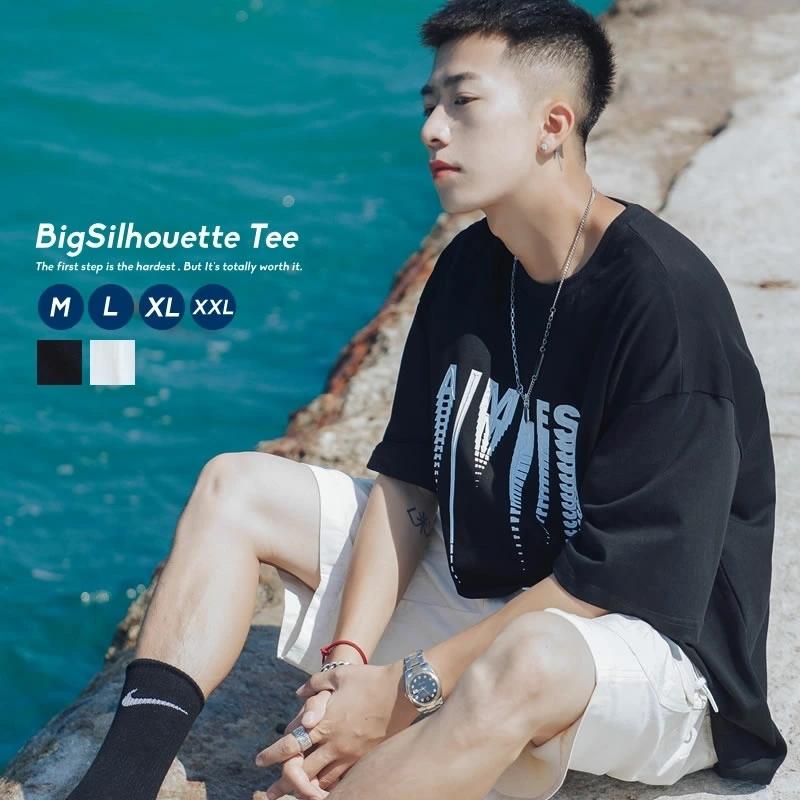 Tシャツ カットソー 半袖 メンズ ビッグシルエット オーバーサイズ ワード刺繍 韓国 ファッション ブランド ストリート系 おしゃれ Stttm065 Shoowtime 韓国ファッション 通販 Yahoo ショッピング