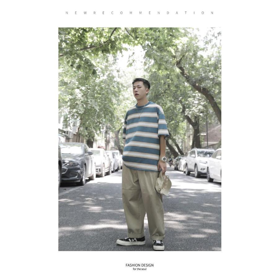 ボーダーtシャツ メンズ 半袖 オーバーサイズ ビッグシルエット ブランド おしゃれ 韓国 ファッション ストリート系 服 夏 Stttm077 Shoowtime 韓国ファッション 通販 Yahoo ショッピング