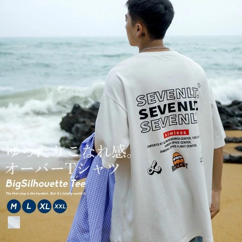 Tシャツ メンズ 半袖 ビッグシルエット オーバーサイズ ロゴ バックプリント ゆったり おしゃれ ブランド 韓国ファッション ストリート系 当店在庫してます
