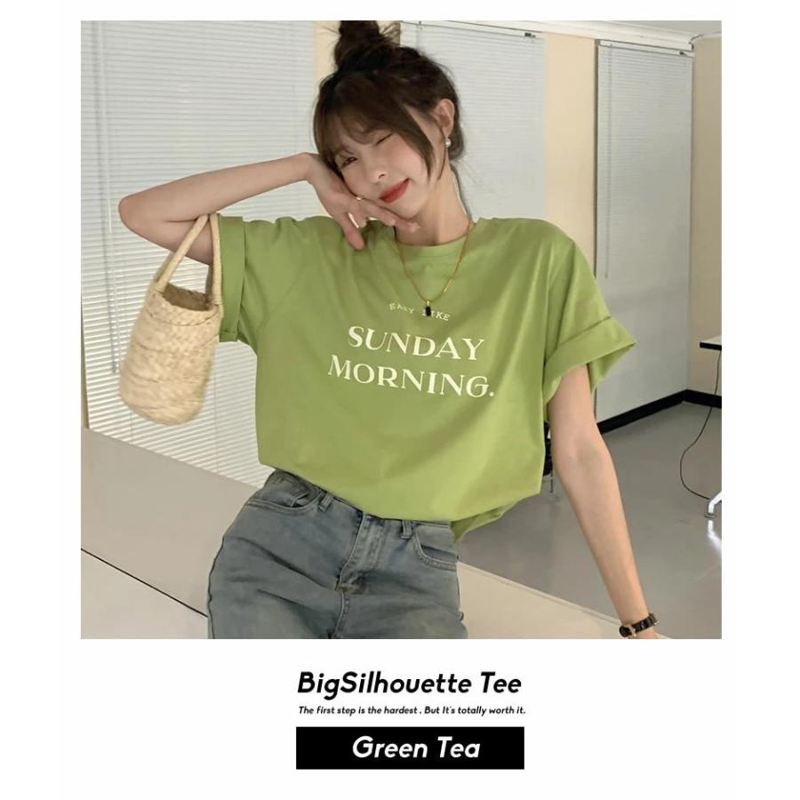 Tシャツ レディース 半袖 ビッグシルエット オーバーサイズ メッセージ ロゴゆったり ブランド 韓国ファッション ストリート系 おしゃれ 綿 | Shoowtime | 03
