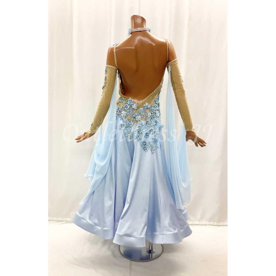 ネイビー ブルーラテンドレスM〜L 社交ダンスラテンドレス】商品