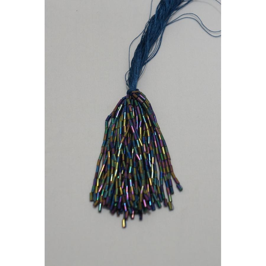 【SALE】クリスタルビーズ　糸通し竹ビーズ　7cm丈　50本｛ジェットAB｝ セール価格550円(込)/定価1,650円(込) | 