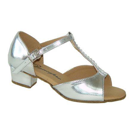 社交ダンスシューズ_子供女子ラテンダンスシューズ_セミオーダー_シルバー_160906b | 