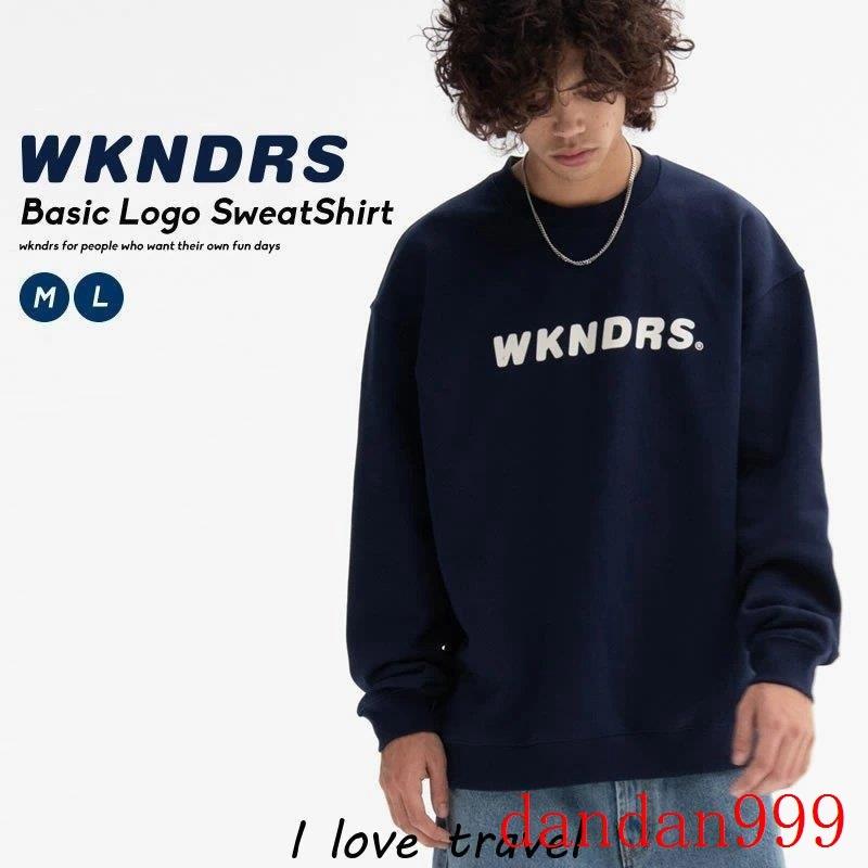 本物保証 ウィークエンダーズ Wkndrs ベーシックロゴスウェットシャツ 裏起毛 トレーナー メンズ ネイビー トレーナー サイズ M Www Flamingohaitien Com Vn