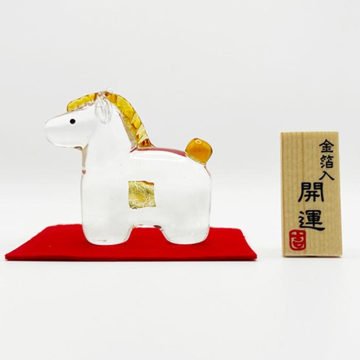 限定生産 干支 午 十二支 置物 ガラス かわいい ガラス細工 日本製金箔