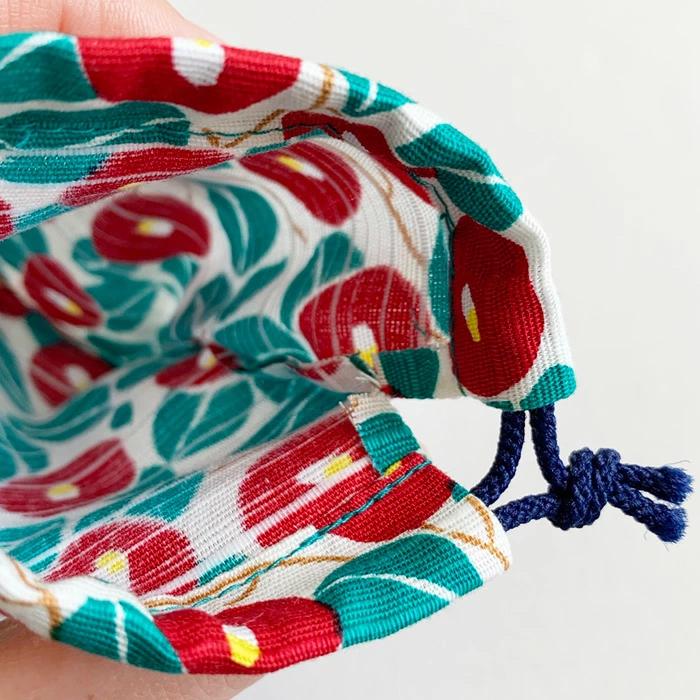 まめきん ミニ 巾着 まめ 京都製 34種類 ツバキ 金魚 花柄 猫 唐草