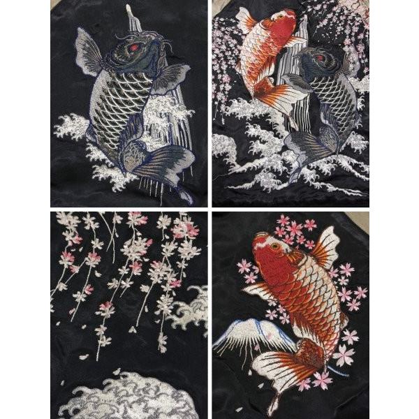 花旅楽団×さとり　HSSJ-002　双跳ね鯉柄刺繍コラボスカジャンの画像
