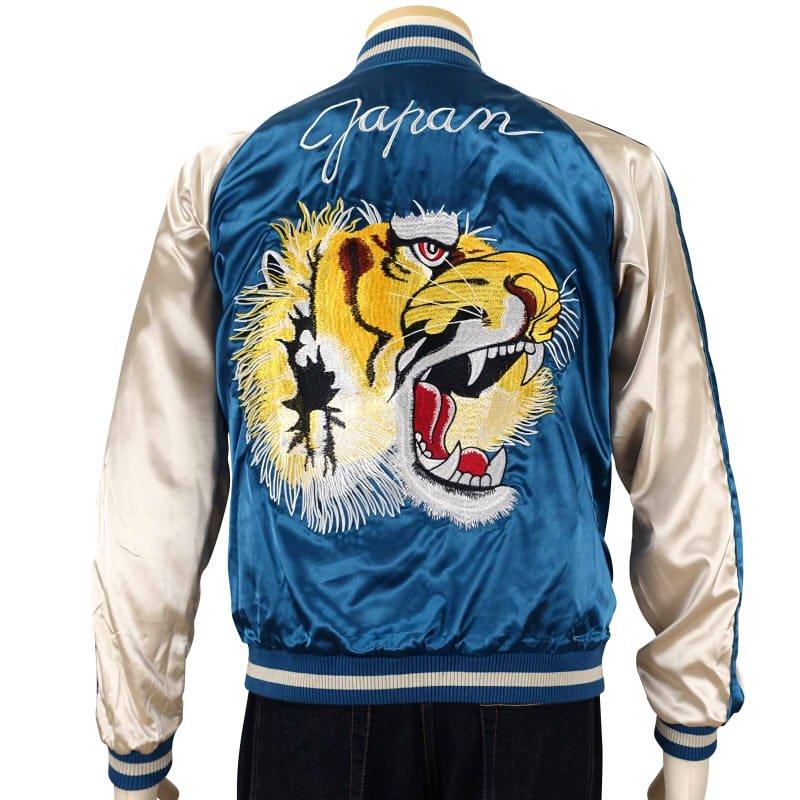 日本地図と虎刺繍リバーシブルスカジャン Japanesque JSKJ-002