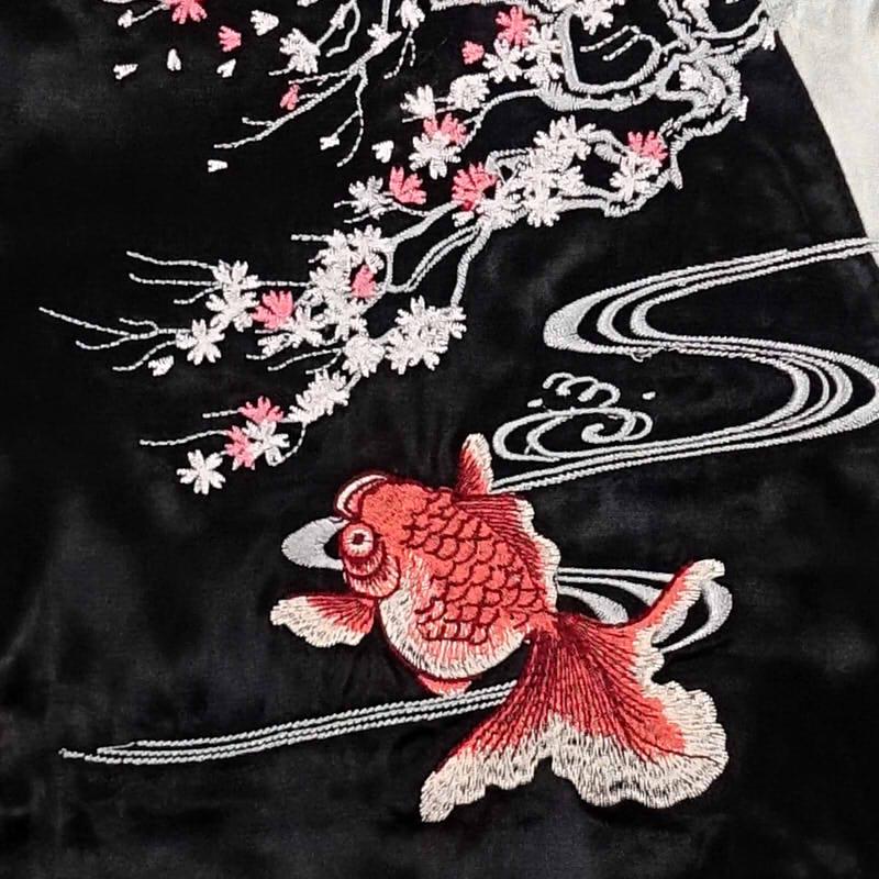 桜と金魚刺繍リバーシブルスカジャン Japanesque JSKJ-501 和柄 : jskj 