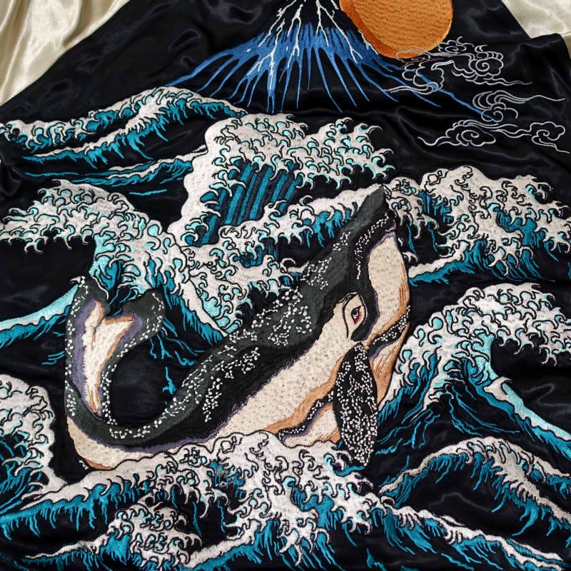 波と鯨刺繍スカジャン 花旅楽団 SKJ-011 和柄 : だんだら Yahoo!店