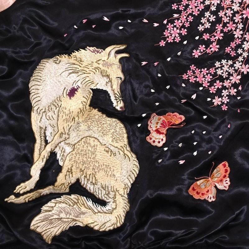 桜と狐刺繍スカジャン 花旅楽団 SSJ-522 和柄 : だんだら Yahoo!店