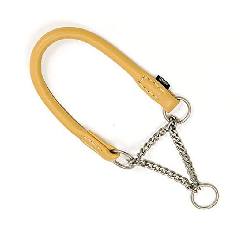 ASHU ソフトレザーハーフチョークM＆犬用リードMセット (マスタード)