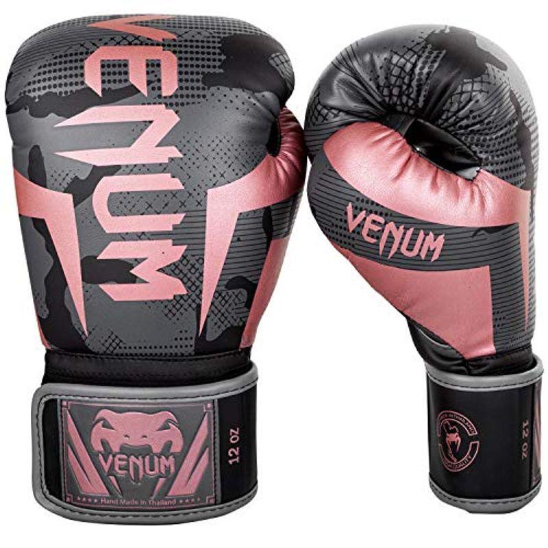 在庫処分Venum Elite ボクシンググローブ 10オンス ブラック ピンクゴールド グローブ