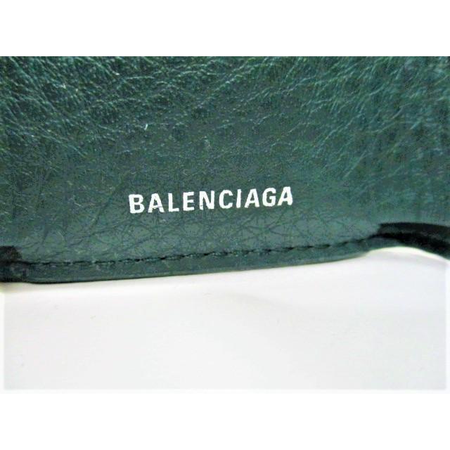 最新型  緑 クロコ型押し ペーパーミニウォレット 三つ折り財布 【レア】バレンシアガ 折り財布