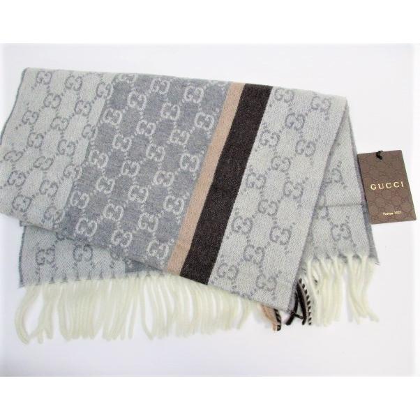 グッチ GUCCI マフラー メンズ カシミヤ ウール 正規品 新品 ロゴ