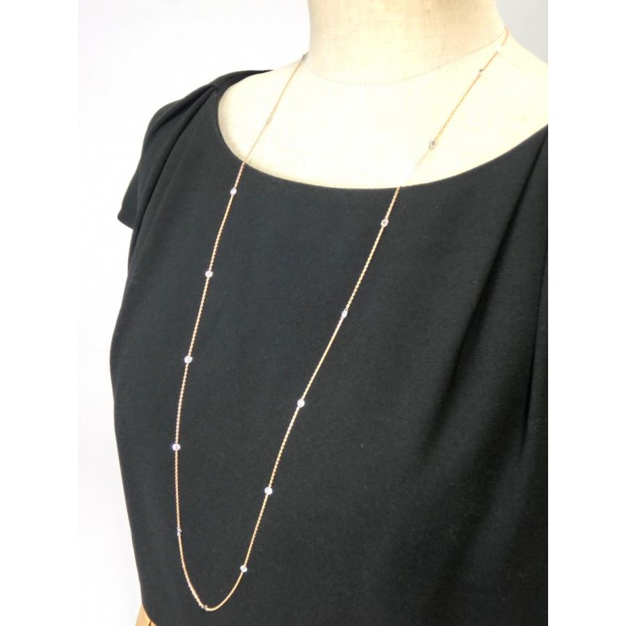 K18 ダイヤネックレス ロングネックレス ピンクゴールド ジュエリー D2  