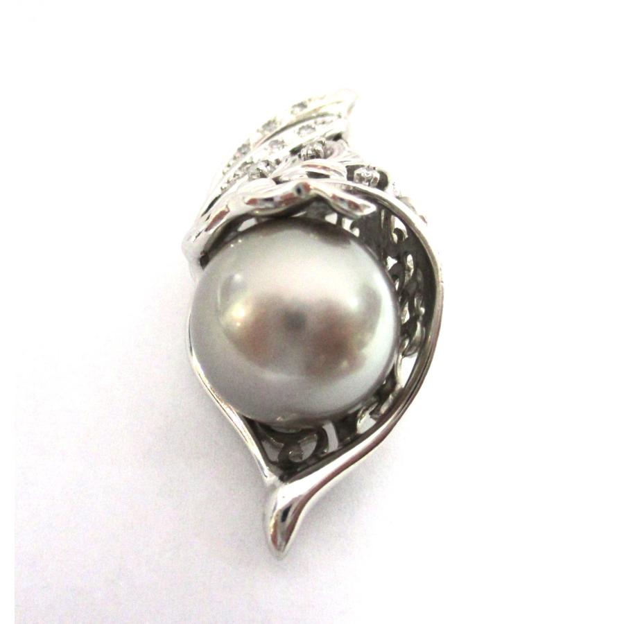 pt900パールペンダントトップ 金 パール ペンダントトップ ダイヤモンド 真珠 巻貝モチーフ プラチナ