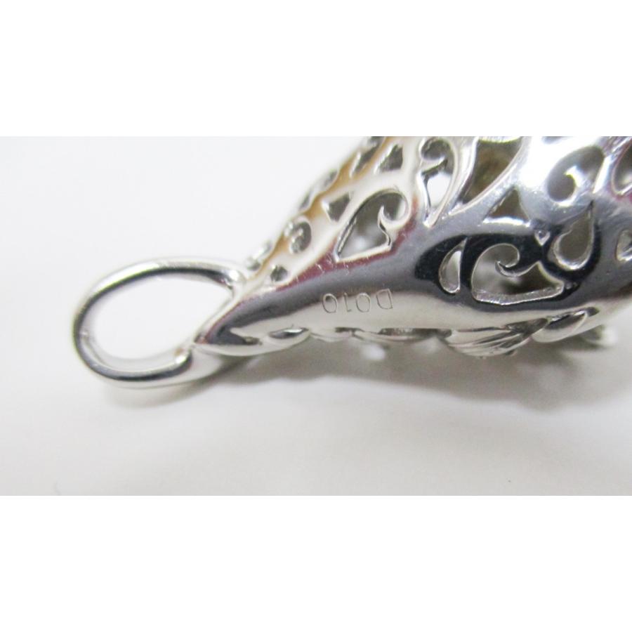 金 パール ペンダントトップ ダイヤモンド 真珠 巻貝モチーフ プラチナ