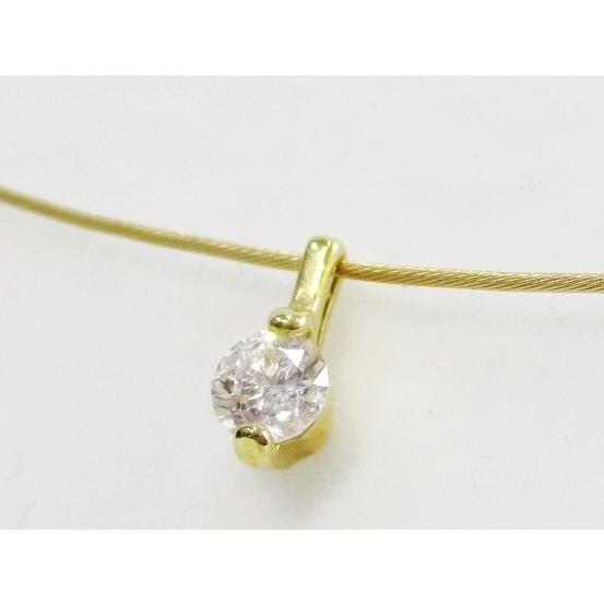 ダイヤモンド ネックレス K18 一粒ダイヤ ワイヤーネックレス 18金  