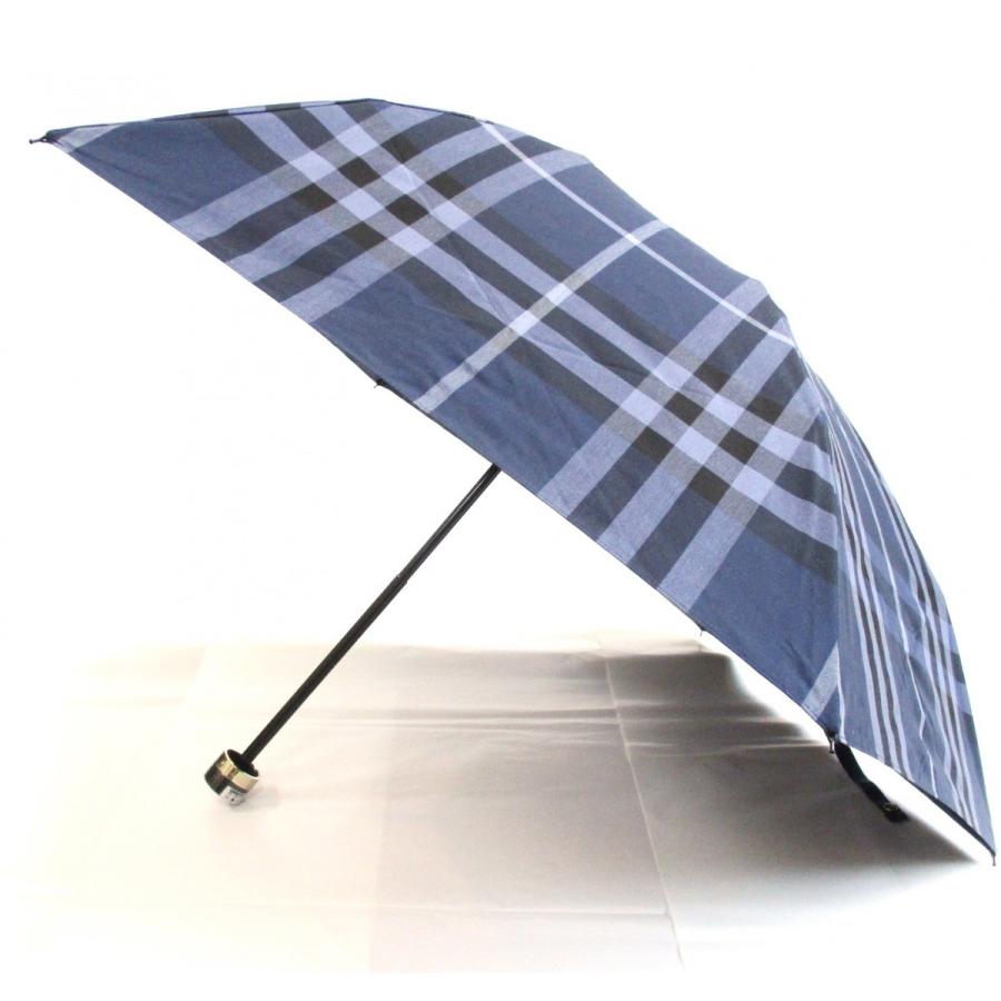 バーバリー レディース 晴雨兼用パラソル 折り畳み傘 UV 遮光 遮熱 日傘 雨傘 紺地チェック柄 ネイビー 50cm 婦人用 新品