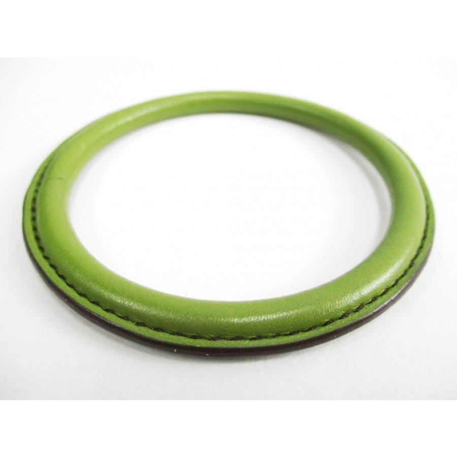 エルメス　バングル　ブレスレット　レザー HERMES エルメス バングル ブレスレット メタル/レザー シルバー