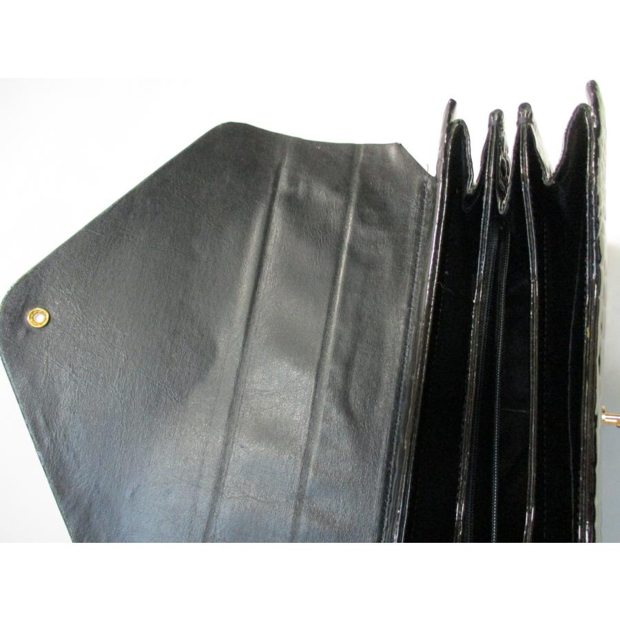 ブラック クロコ型押し フォーマル ハンドバッグ クロコ 型押し ハンドバッグ 黒 本革 フォーマル 美品