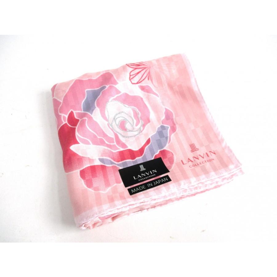 LANVIN COLLECTION ランバン 大判ハンカチ 2枚セット 絹・綿 ピンク