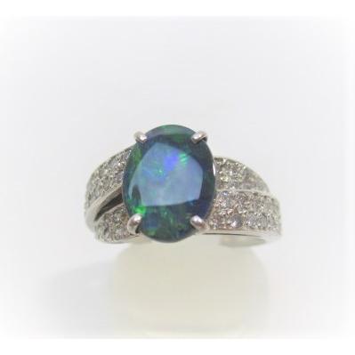 オパール 指輪 PT900 ブラックオパール 指輪 ブラックオパール1.27ct 