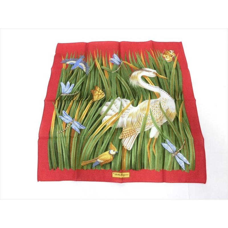 FERRAGAMO（フェラガモ） ハンカチ 婦人 鳥 トンボ ブランド小物 未