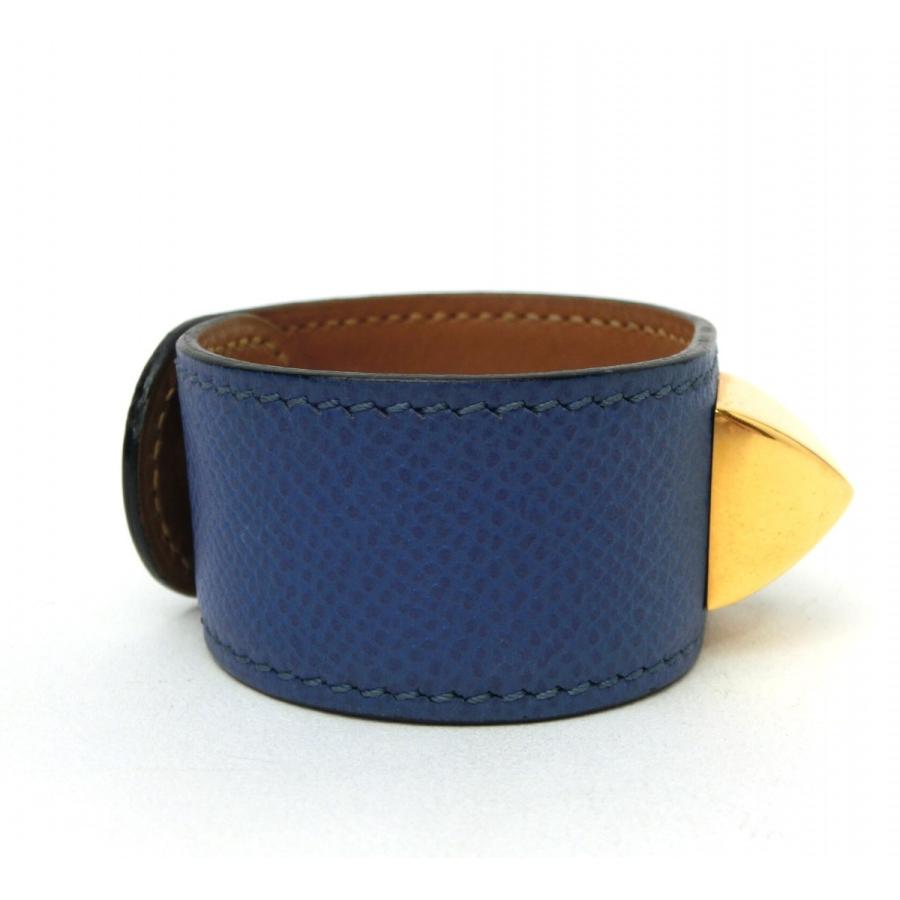 エルメス　メドール　ブレスレット　レザー　バングル 美品/ HERMES エルメス X刻印 コリエドシアン メドール スタッズ