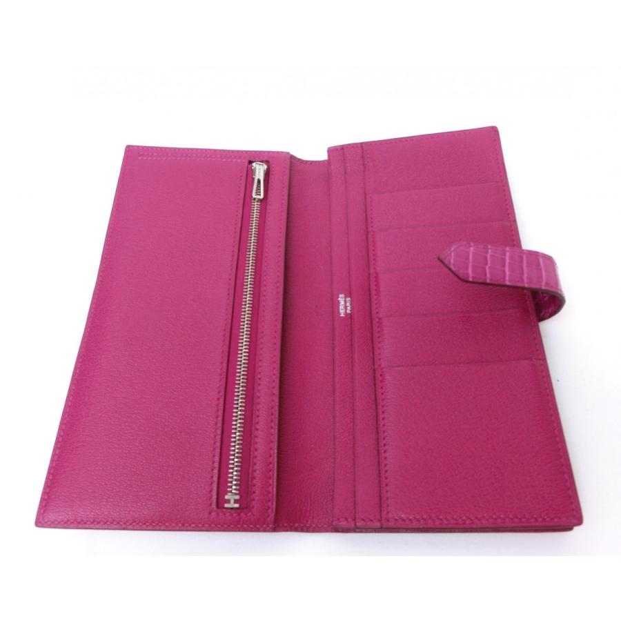 【広尾店】エルメス HERMES ベアンスフレ 長財布 クロコダイル アリゲーター ローズシェヘラザード G金具 C刻印(2018年製) 【18949】 HERMES エルメス 長財布 ベアンスフレ 黒 (ブラック) クロコダイル