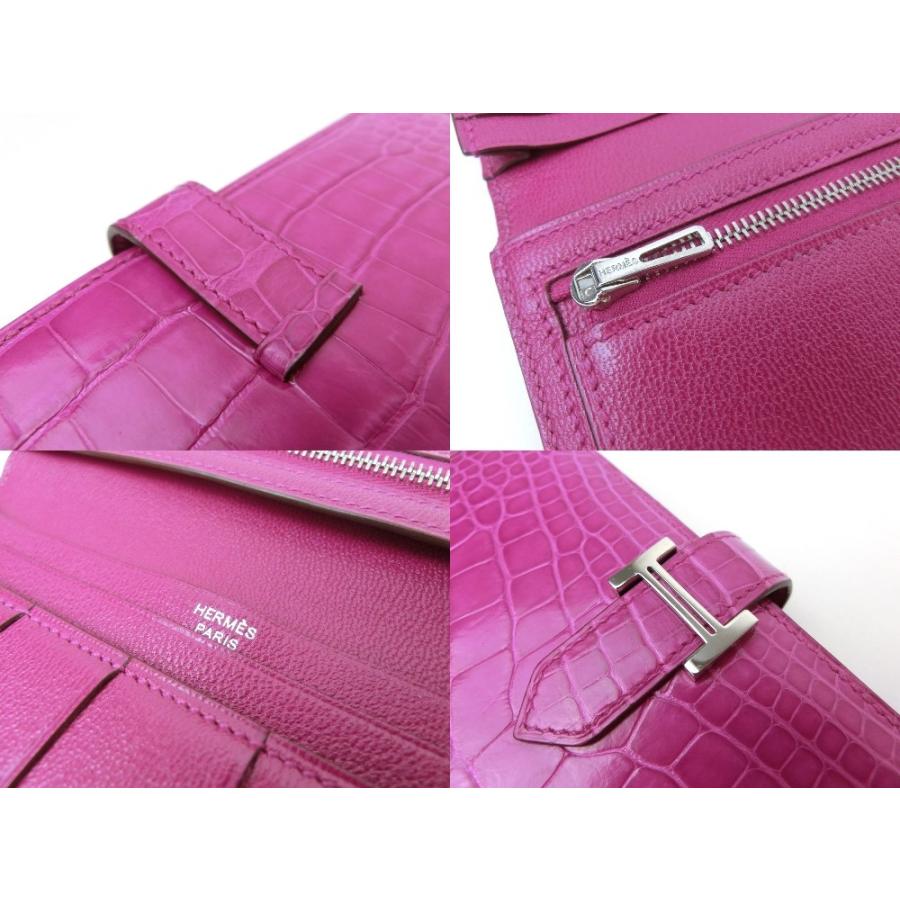 【広尾店】エルメス HERMES ベアンスフレ 長財布 クロコダイル アリゲーター ローズシェヘラザード G金具 C刻印(2018年製) 【18949】 dandelion-onlineshop_03bkh075-4116