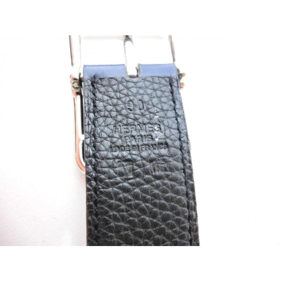 HERMES エルメス メンズ ベルト レザー リバーシブル 黒 紺