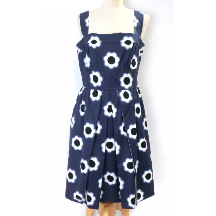 プラダ ワンピース サマードレス 花 フラワープリント ネイビー 美品  